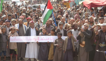 احتشاد جماهيري بمحافظة صنعاء نصرة للشعب الفلسطيني