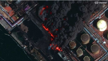 اندلاع حريق في ميناء نفطي روسي إثر هجوم بمسيرات أوكرانية