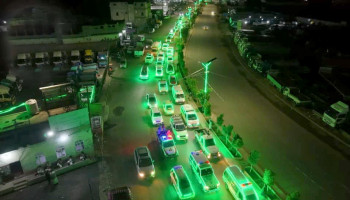 مسير ضوئي للسيارات وأمسية خطابية في ساحة الرسول الأعظم بعمران