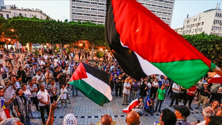 مظاهرة حاشدة في تونس رفضاً لتهجير الفلسطينيين وتنديداً بالإبادة في غزة