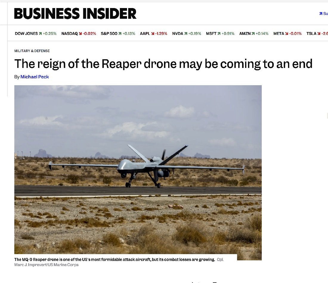 صحيفة Business Insider"": "عهد الطائرات MQ-9 Reaper انتهى في سماء اليمن"