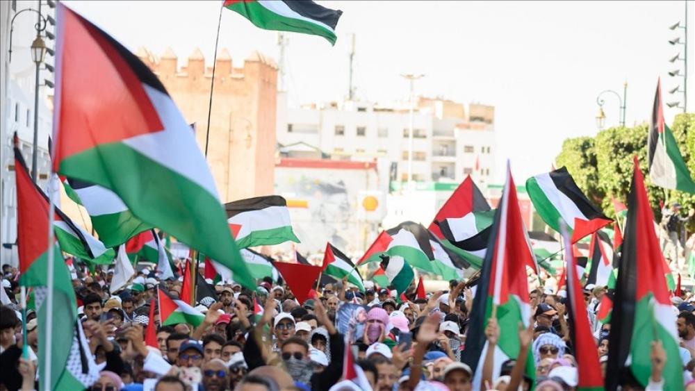 آلاف المغاربة يحتشدون في عدة مدن تضامنا مع غزة
