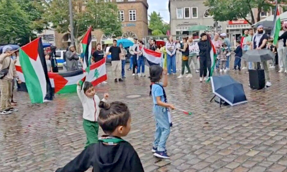 مظاهرة لأبناء الجاليتين اليمنية والفلسطينية في ألمانيا نصرة لغزة